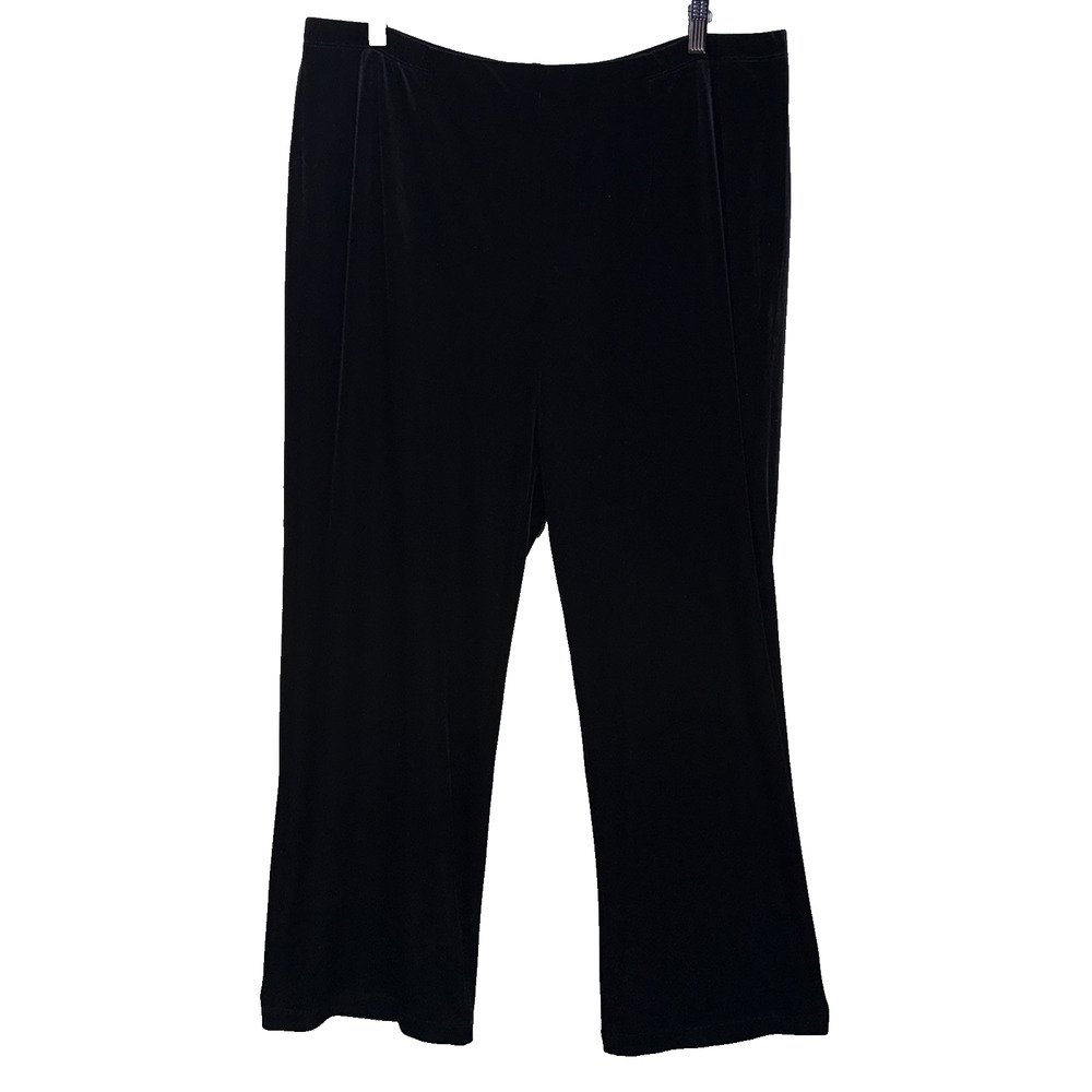 Chicos Travlers Black Velvet Wide Leg No Tummy Pants Size 3 XL Pull On NWT